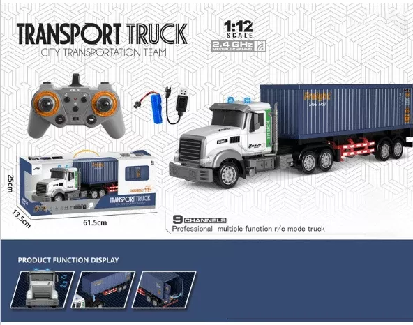 1:12 Scale RC Transport Truck – Professional 9-Channel Remote Control Semi Trailer EPT1051518