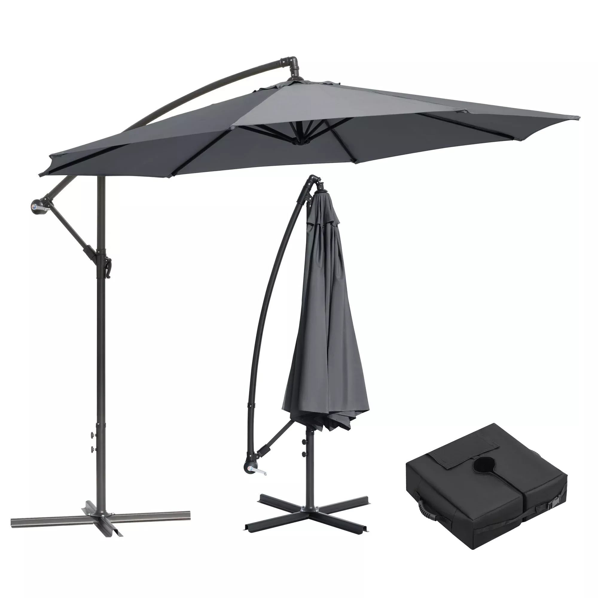 10 ft Hanging Offset Patio Umbrella with Crank and Sand Bag Included