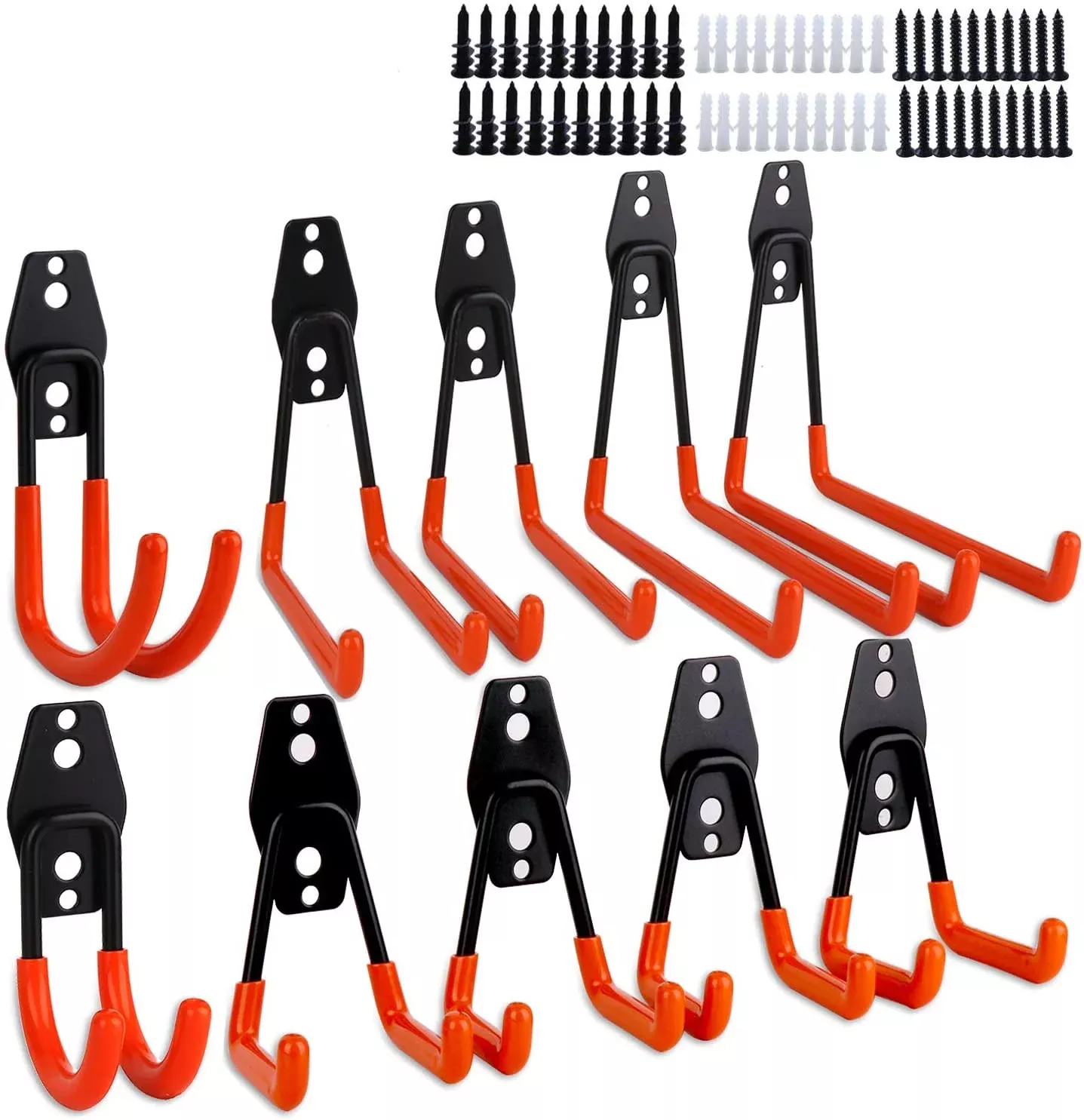 10 Pack Heavy-Duty Garage Wall Mount Storage Hooks with PVC Coating – Rust-Resistant Tool Organizer WT21391
