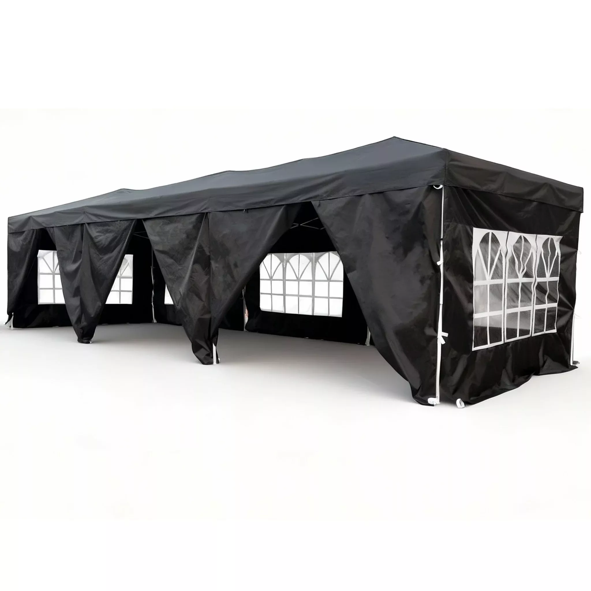 10 x 30 Ft Folding Gazebo Canopy Steel Frame Waterproof 420D Oxford PVC Outdoor Shelter