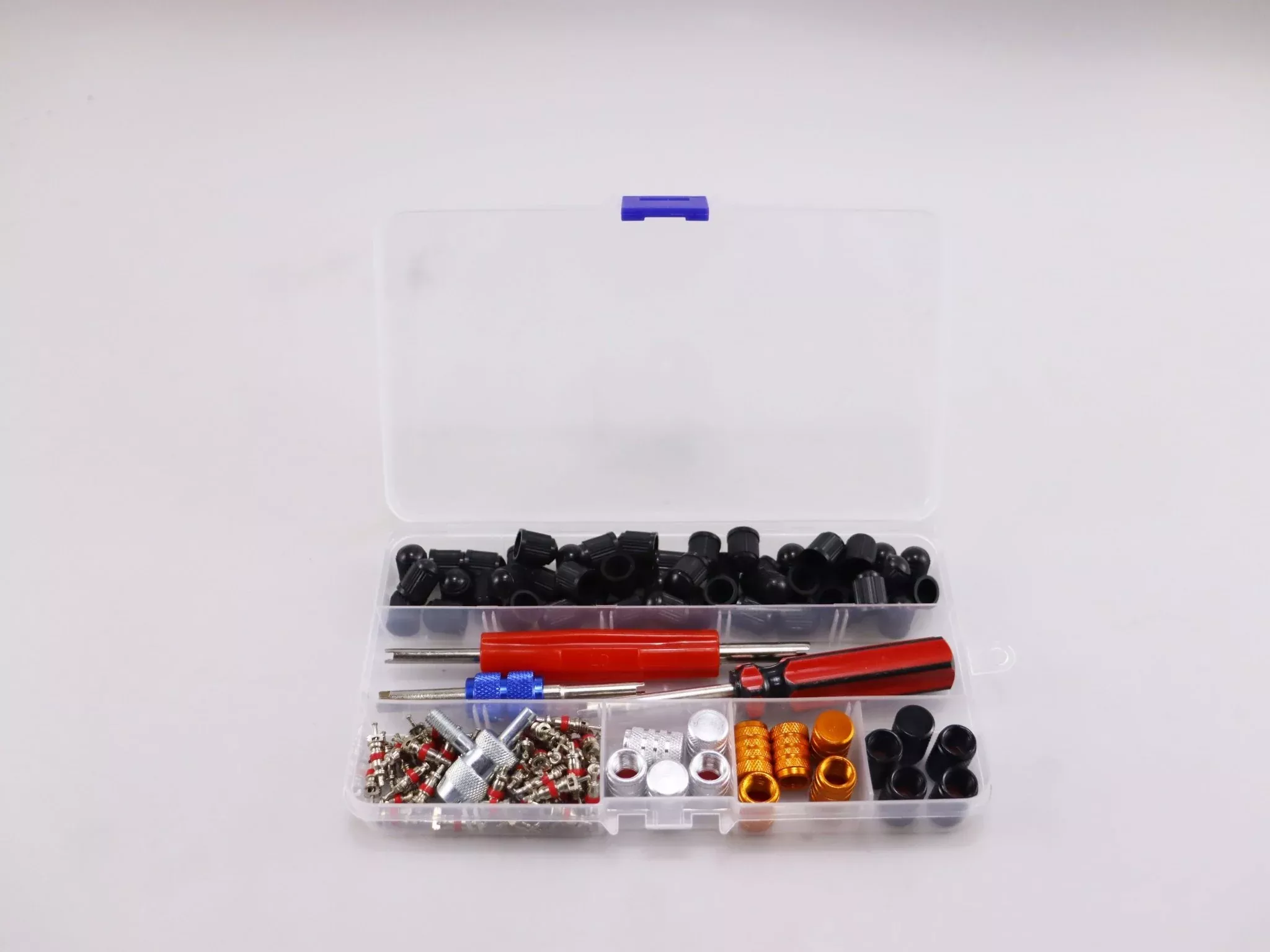 119-Piece Valve Core Remover Tool Kit – Tire Repair & HVAC Service Set with Valve Cores & Caps – R11985