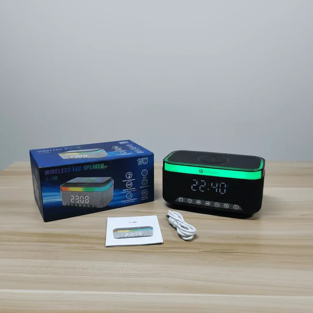 15W Wireless Charger Bluetooth Speaker Alarm Clock RGB LED Light USB TF FM B805