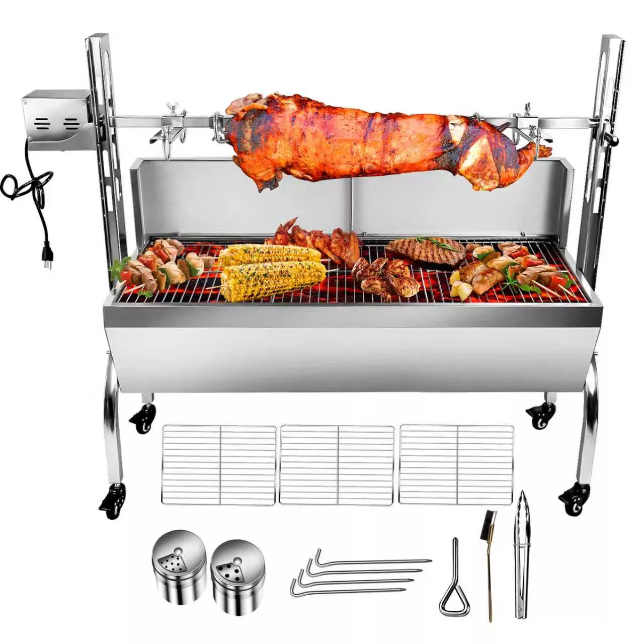 176 Lbs Grade Roaster Grill – Heavy-Duty Stainless Steel BBQ Rotisserie System – GR8001