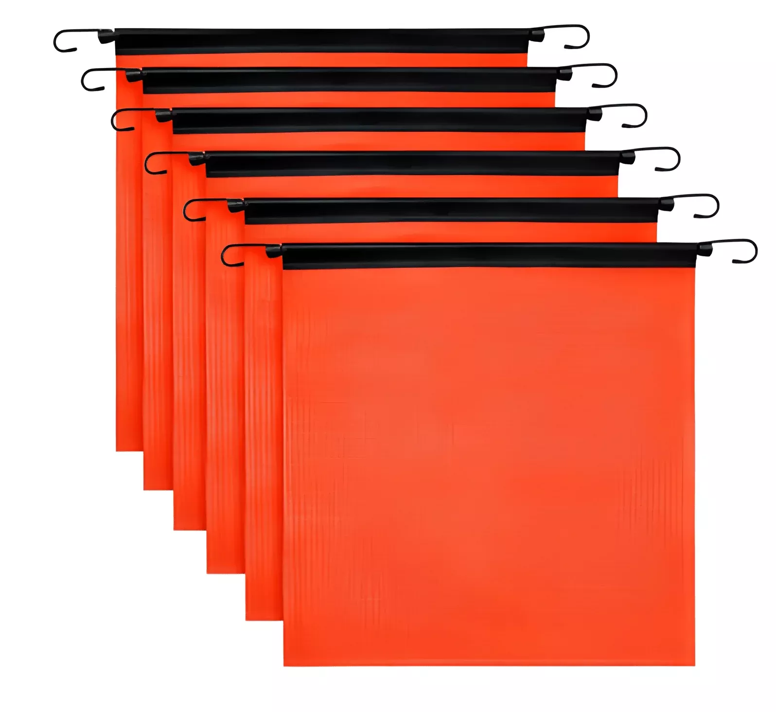 18 x 18 Inch Oversize Safety Flag Set – 6 Pack Bright Orange Mesh Warning Flags with Bungee Cord & EZ Hook for Trailers and Pilot Cars SF18186