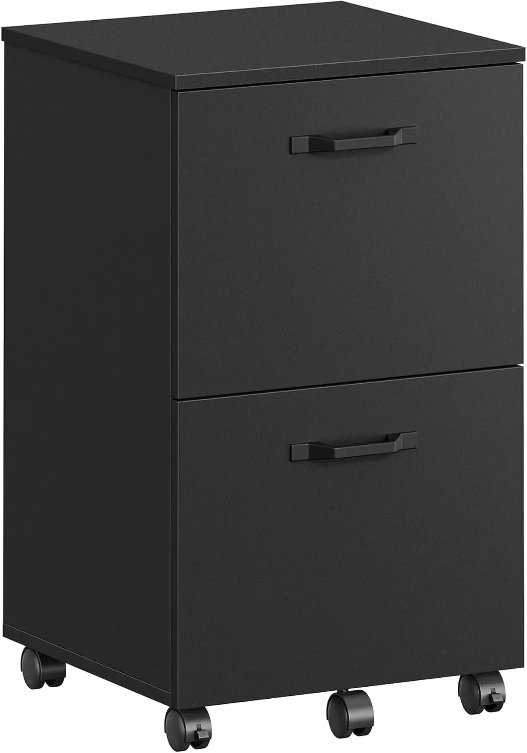2 Drawer Mobile File Cabinet with Lockable Casters, Rolling Filing Cabinet and Printer Stand for A4 and Letter Size Documents Matte Black OFC040B16