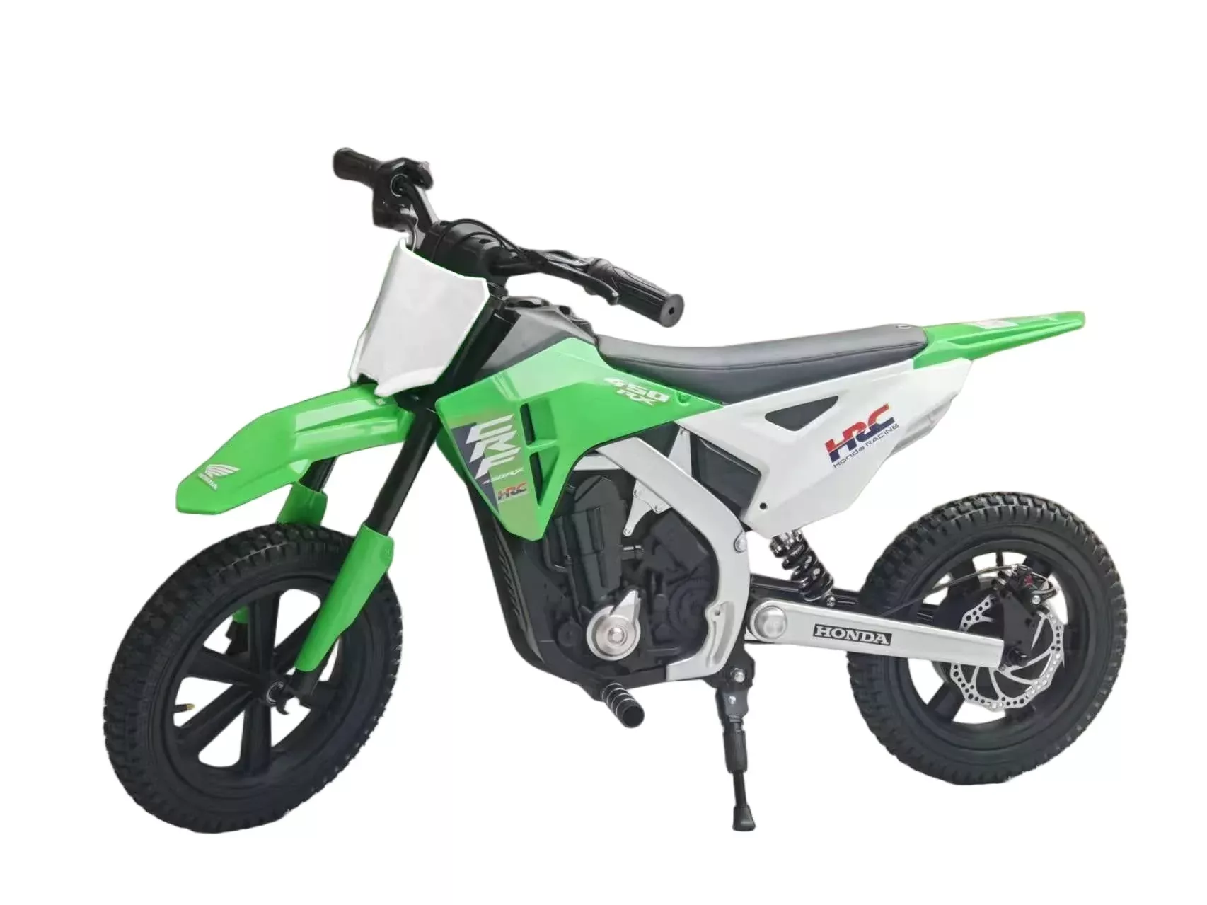 24V Kids Electric Dirt Bike – 250W Motocross Motorcycle with 14" Tires in Green & White or Red & White
