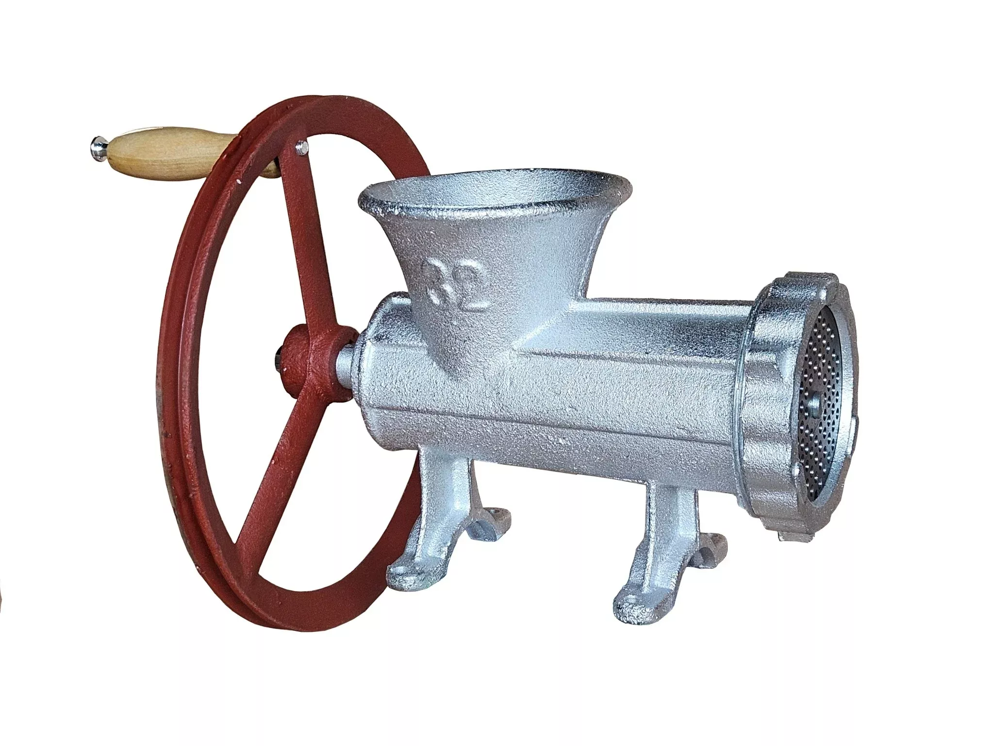 #32 Cast Iron Manual Meat Grinder with Flywheel Belt Drive Heavy-Duty Sausage Grinder S1350
