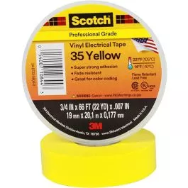 3M Scotch Vinyl Color Coding Electrical Tape 35 3/4 in x 66 ft Yellow