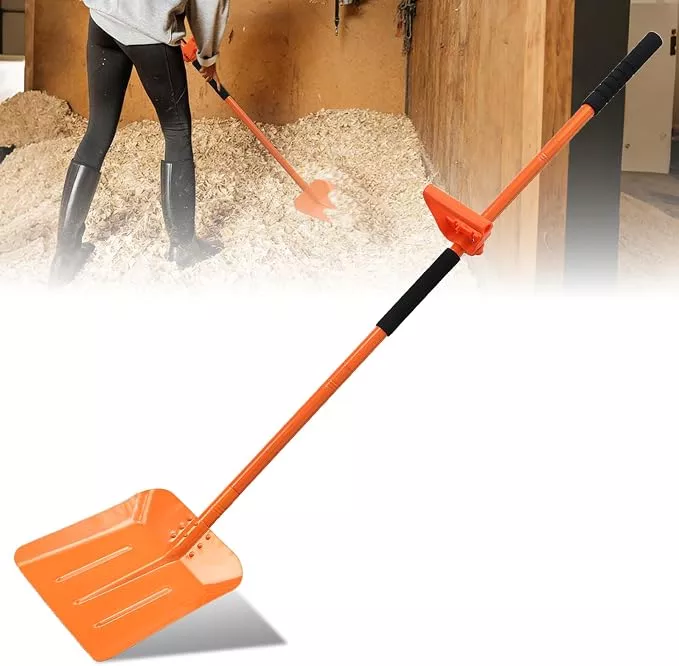 69-Inch Heavy Duty Snow Shovel – Large Capacity Metal Snow & Garden Shovel with Ergonomic Handle, Orange