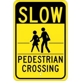 AccuformNMC FRW500 24" x 18" "SLOW PEDESTRIAN CROSSING" with Symbol Aluminum Street Traffic Sign