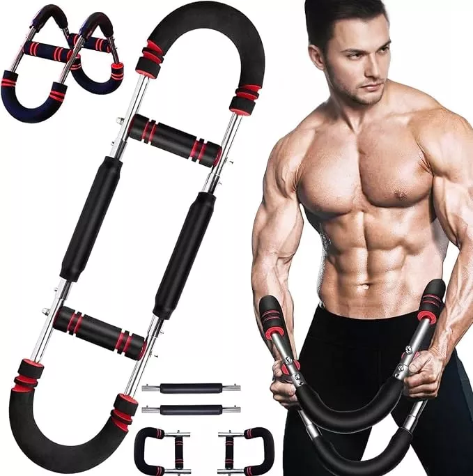 Adjustable Twister Arm Trainer – 70–110 lb 3-Level Chest, Arm and Upper Body Workout Bar