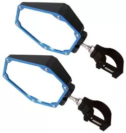 Assault Black/Blue Bomber Plastic Mirrors + 1.5" Clamps