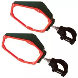 Assault Black/Can-Am Red Bomber Plastic Mirrors + 1.5" Clamps
