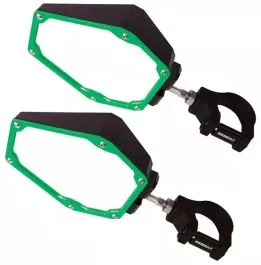 Assault Black/Green Bomber Plastic Mirrors + 1.75" Clamps