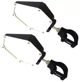 Assault Black/White Bomber Plastic Mirrors + 1.5" Clamps