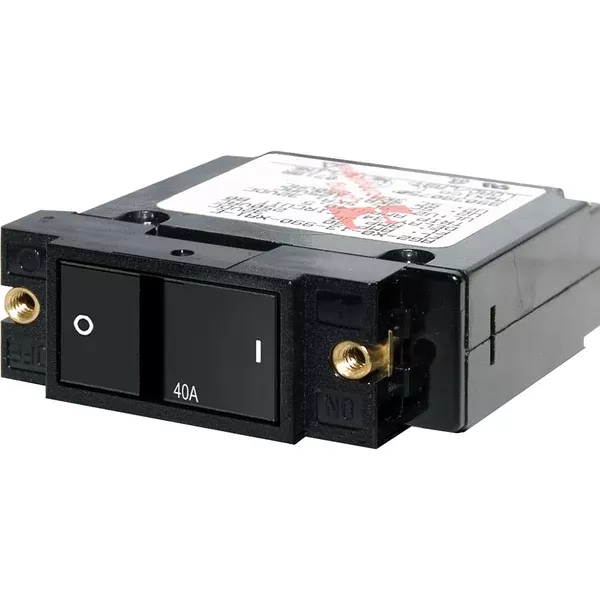 Blue Sea 7407 Single Pole Small Case 2" Flat Rocker Circuit Breaker-40 Amp [7407]