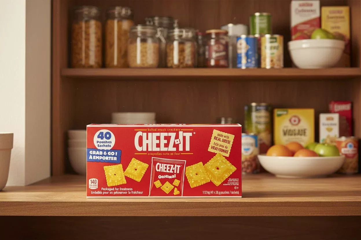 Cheez-It Original Baked Snack Crackers – 40 x 28 g Single-Serve Packs, 1.12 kg Box