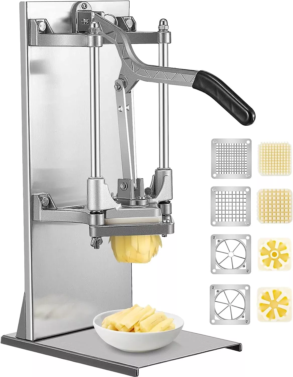 Commercial Stainless Steel French Fry Cutter with 4 Replacement Blades – Heavy-Duty Kitchen Equipment 8QCJDGN
