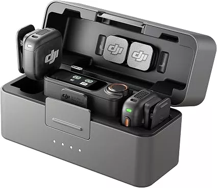 DJI Mic 3 Wireless Microphone System – Dual Transmitters, Receiver & Charging Case for Cameras, Smartphones & Content Creators