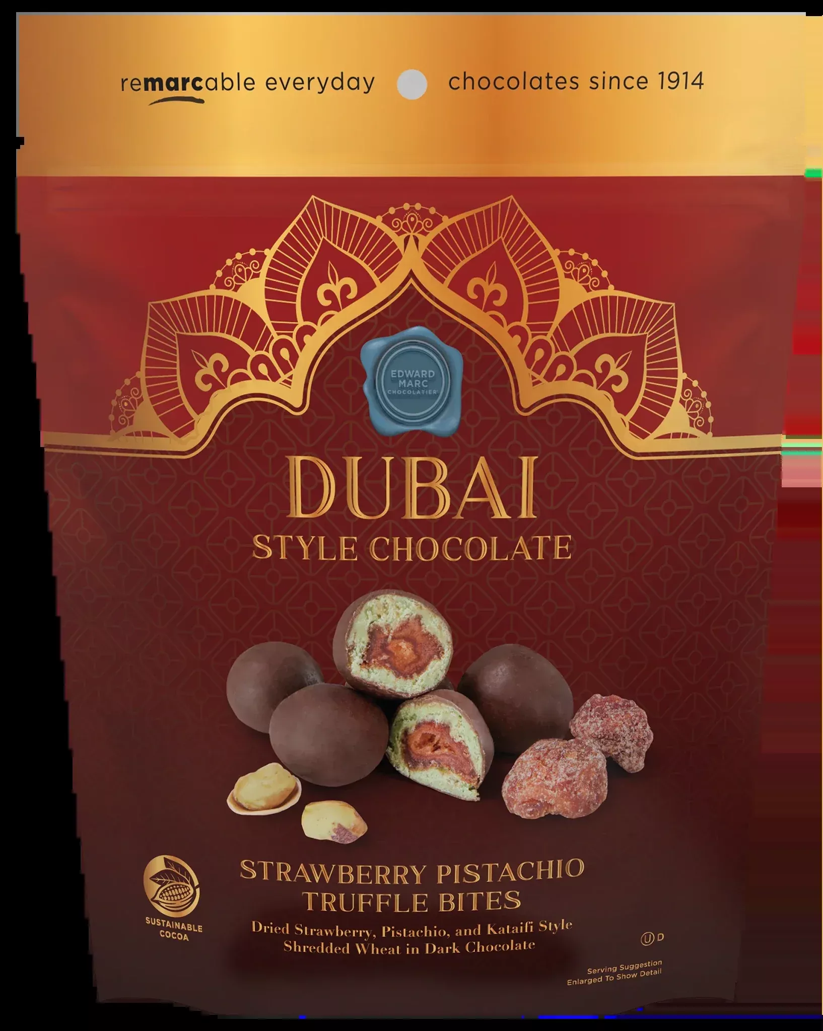 Dubai Strawberry Bites Chocolate | Pistachio & Strawberry Dark Chocolate Snack