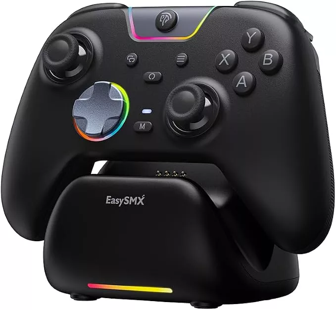 EasySMX X05 Pro Wireless Gaming Controller with Charging Dock – Hall Effect 1000Hz Gamepad for PC, Switch, iOS and Android