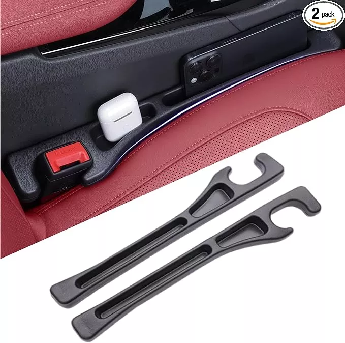 EnzeroTools Car Seat Gap Filler – 2-Pack No-Drop Seat Side Organizer with Phone Holder, Universal Fit