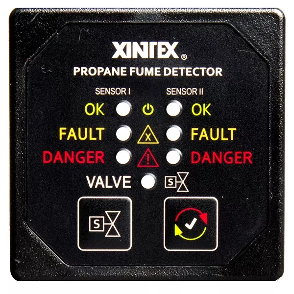 Fireboy-Xintex Propane Fume DetectorAlarm w/2 Plastic SensorsSolenoid Valve - Square Black Bezel Display [P-2BS-R]