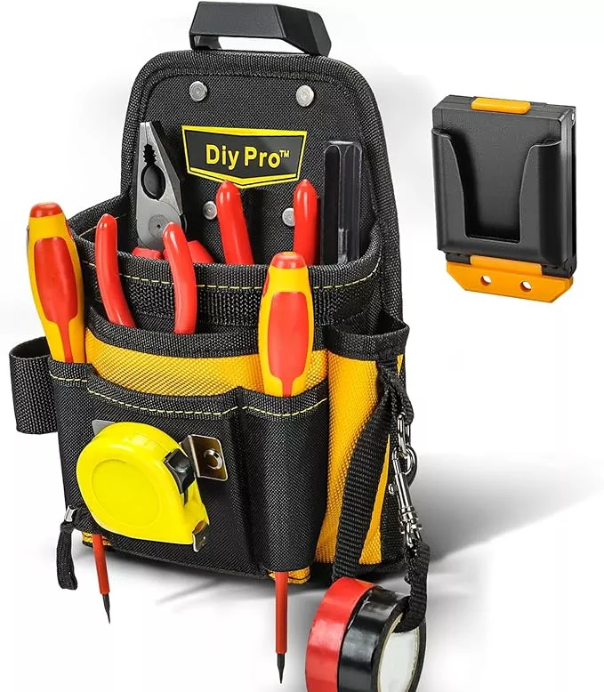 Heavy Duty Electrician Tool Pouch – Multi Pocket Technician Organizer with Belt Clip TOOL-PCH-ELEC-MD