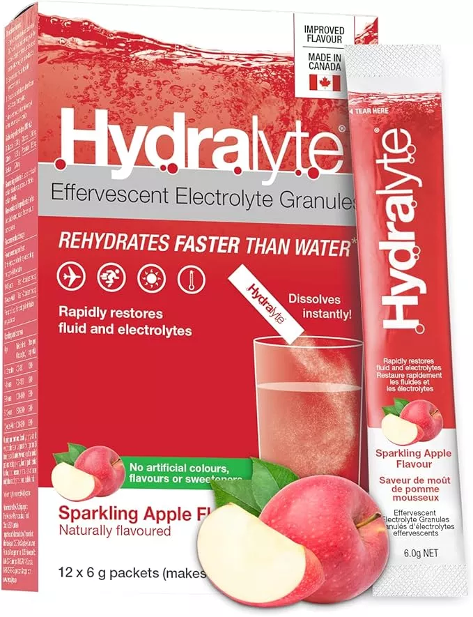 Hydralyte Electrolyte Powder Packets – Low Sugar Hydration Drink Mix, 12 Count, assorted flavour