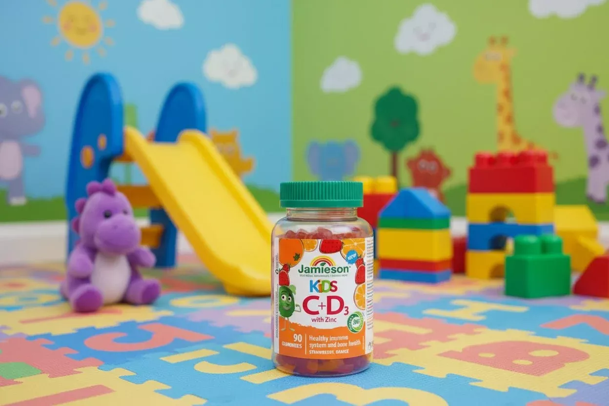 Jamieson Kids Vitamin C + D3 with Zinc Gummies – Strawberry & Orange, 90 Count