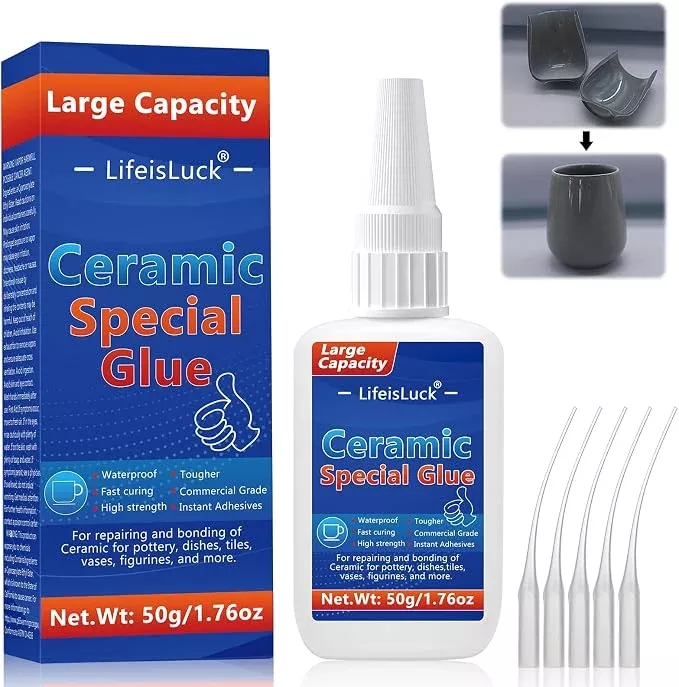 LifeisLuck 50 g Ceramic Glue – Clear Waterproof Porcelain and Pottery Repair Adhesive