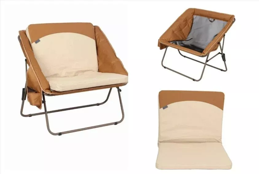 Ozark Trail Oversized Padded Camping Chair – Brown Folding Outdoor Chair with Removable Seat Pad