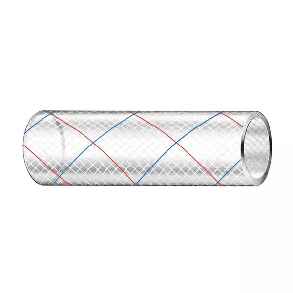 Trident Marine 1/2" x 50' Clear Reinforced PVC Hose Tubing RedBlue Tracer [162-0126]