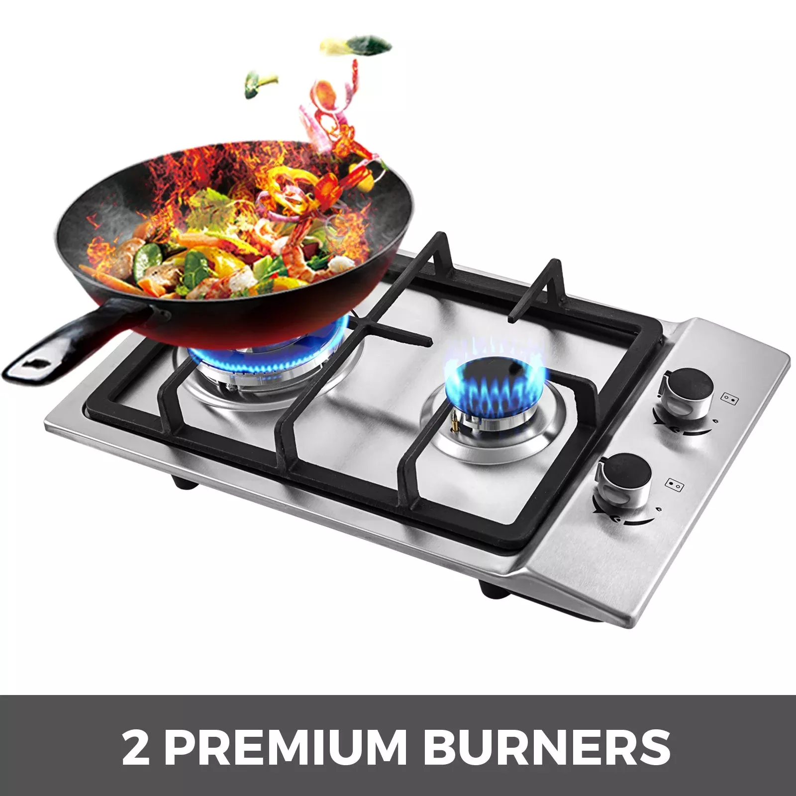 Two-Burner Portable Gas Stove with Electronic Ignition – RV & Camping Cooktop 1228801