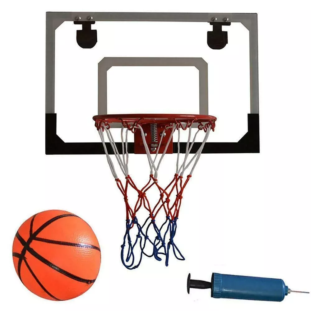 Wall Mounted Basketball Backboard with Rim, Ball & Pump – Indoor Hoop Set 419BB