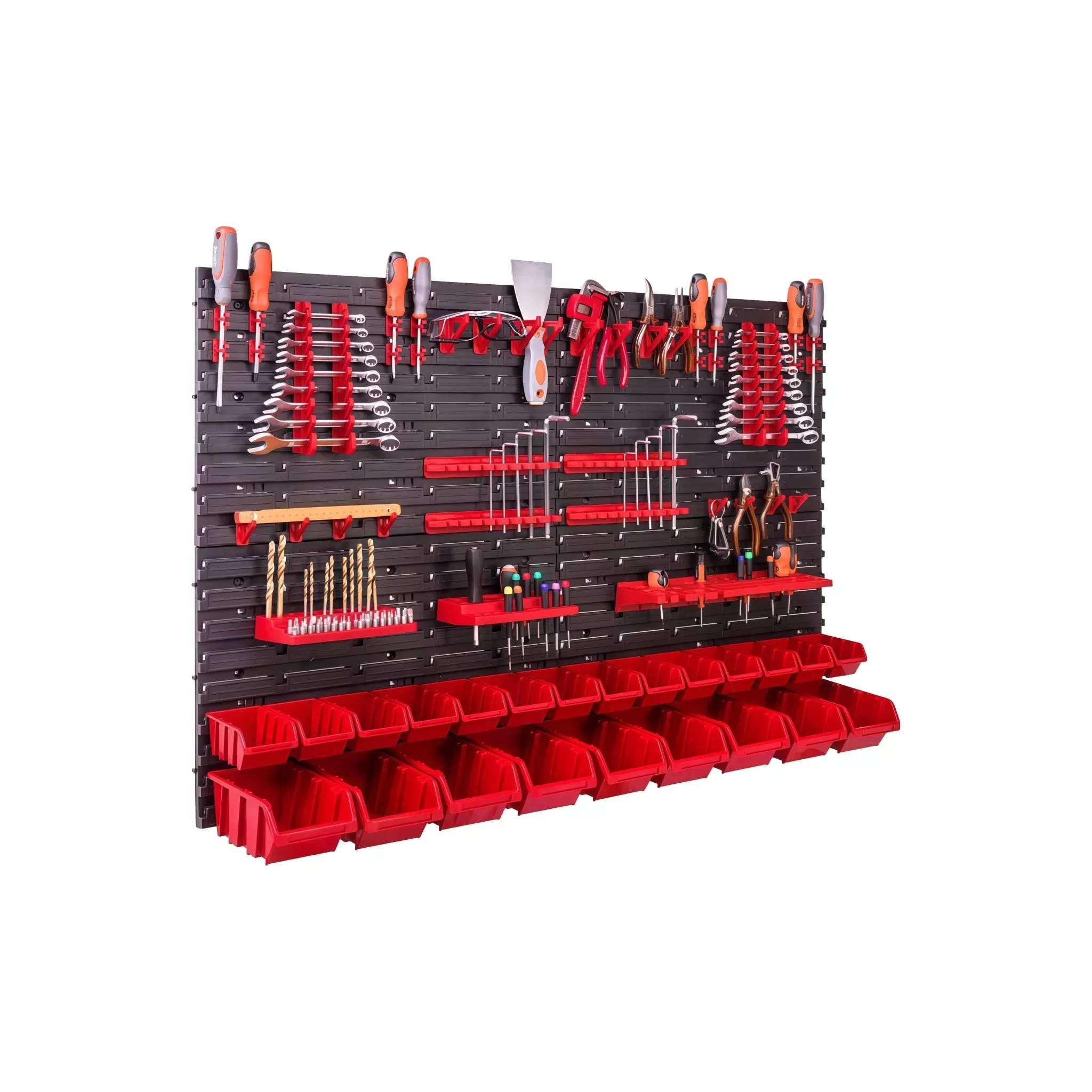 Workshop Wall-Mount Storage System – 45.3″ x 30.7″, 66-Piece Tool Holder & Bin Set PST2318