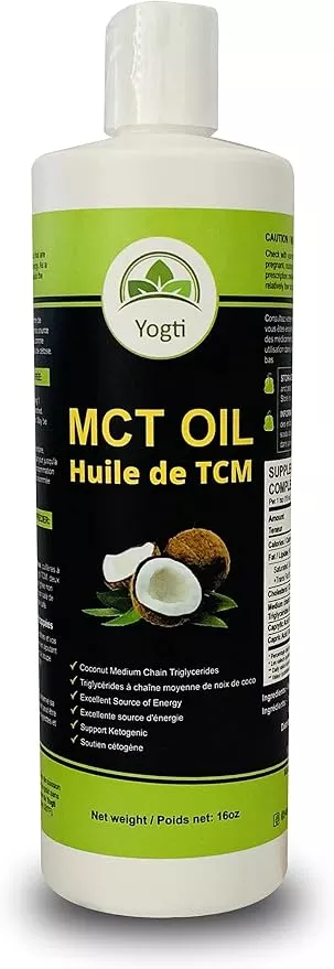 Yogti Pure MCT Oil – 16 oz / 464 mL Natural Medium Chain Triglyceride Oil for Coffee, Smoothies and Food