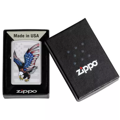 Zippo Eagle Flag High Polish Chrome Windproof Lighter