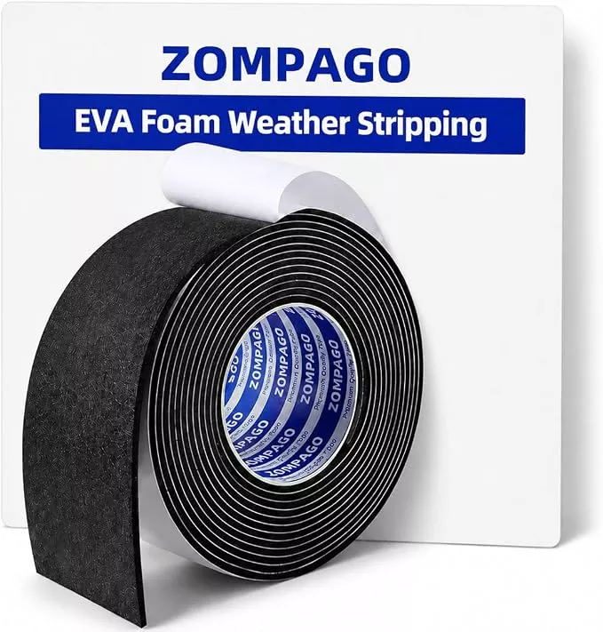 ZOMPAGO High-Density EVA Foam Tape – Self-Adhesive Weatherstrip Seal for Doors and Windows, Assorted Sizes